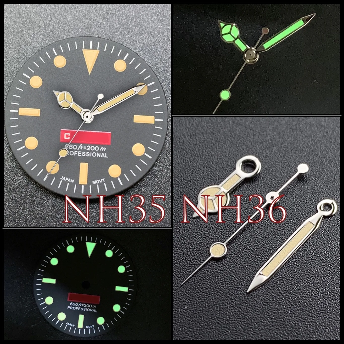 Циферблат для часов светящийся на проспекте skx007 009 NH35/NH36 28