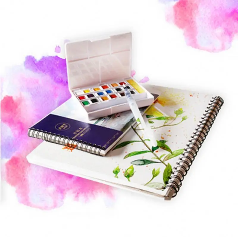 Superior Solid Watercolor Paint Set 12 Colors Travel Pigment Paints with Paintbrush for Students Art Supplies