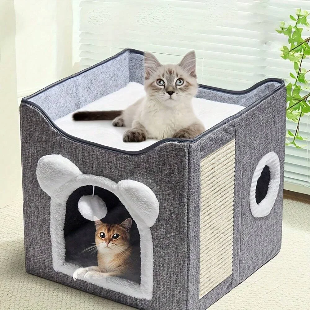 Double Layer Cat Nest Cat Bed Universal For All Seasons Winter Warmth Fully Enclosed Large Size Pet NestFully Enclosed