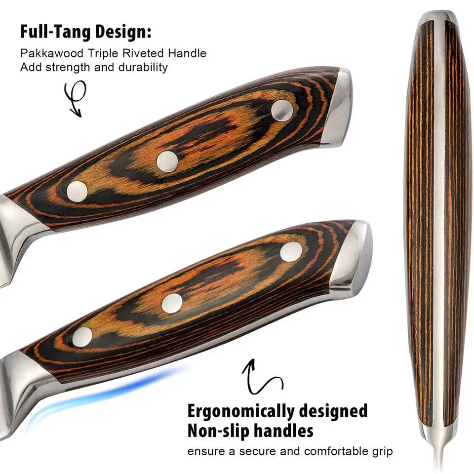 Hot sell High Carbon 15pcs kitchen Knife Set Stainless Steel chef knife set with wooden block