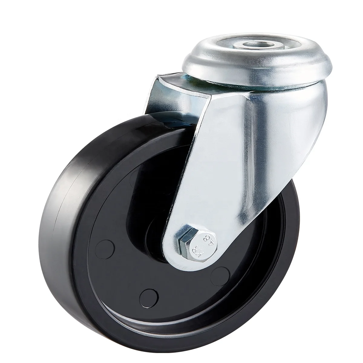 75mm Bolt Hole Swivel Castors Black Plastic Wheel Without Brake