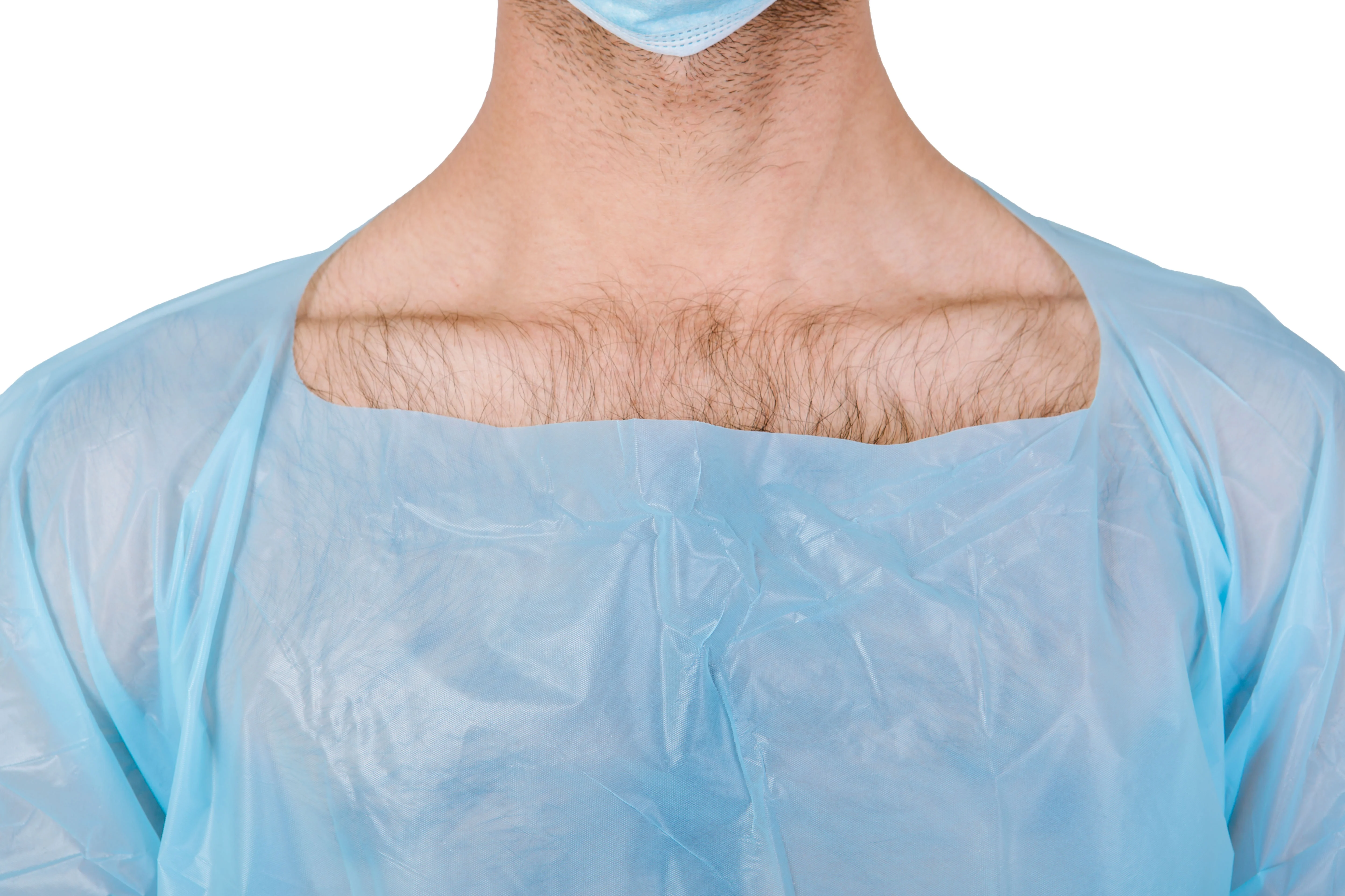 Wholesale CPE Gown Blue Medical Waterproof Disposable Polyethylene Plastic Hospital Isolation CPE Gown with Thumb Loop