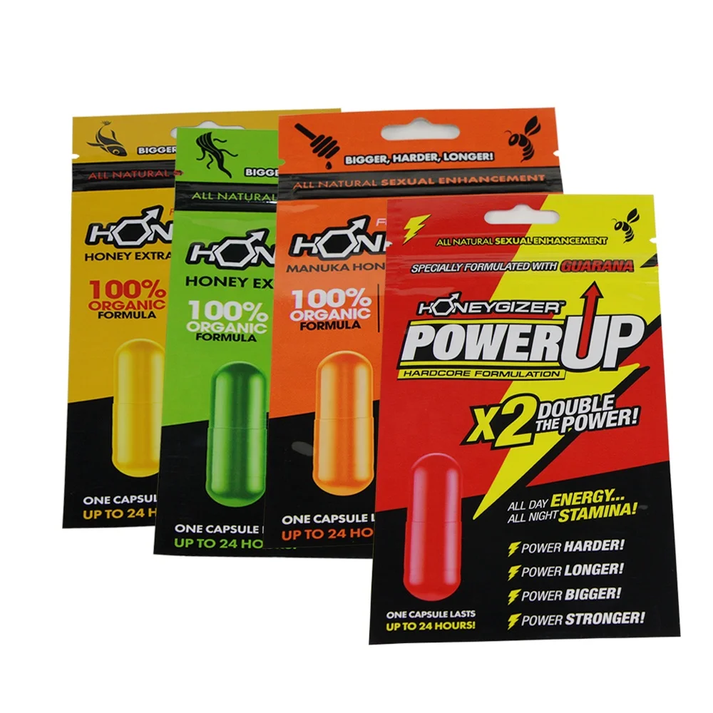 OEM Custom male enhancement pills capsules packaging bag pouch and POS Cardboard Tear Away Display Box