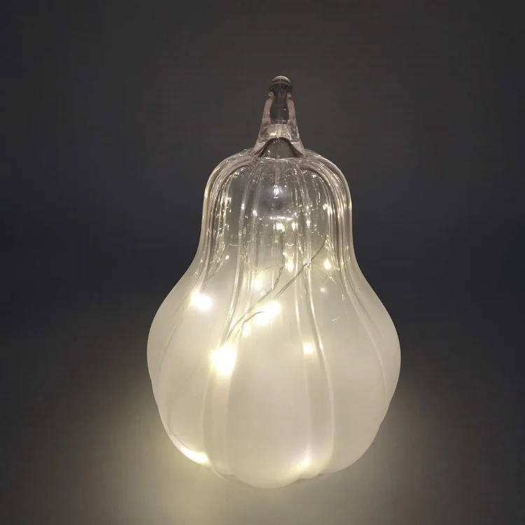 Navidad 2021 Lampara de calabaza de vidrio Glass Pumpkin Light LED Light up Pumpkin Tabletop Ornaments for Halloween Christmas