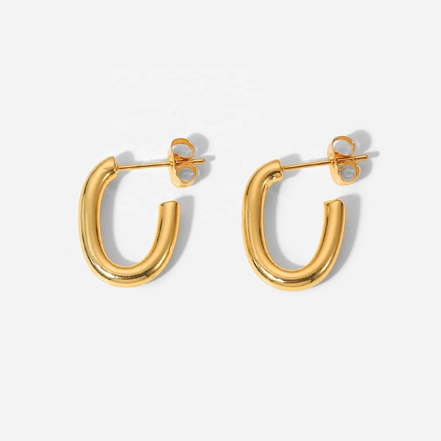 Hypoallergenic Fashion Jewelry Earrings Stainless Steel  Small Hoop Waterproof  Lady 14K Gold Plated Jewellery PVD Hoop Earrings