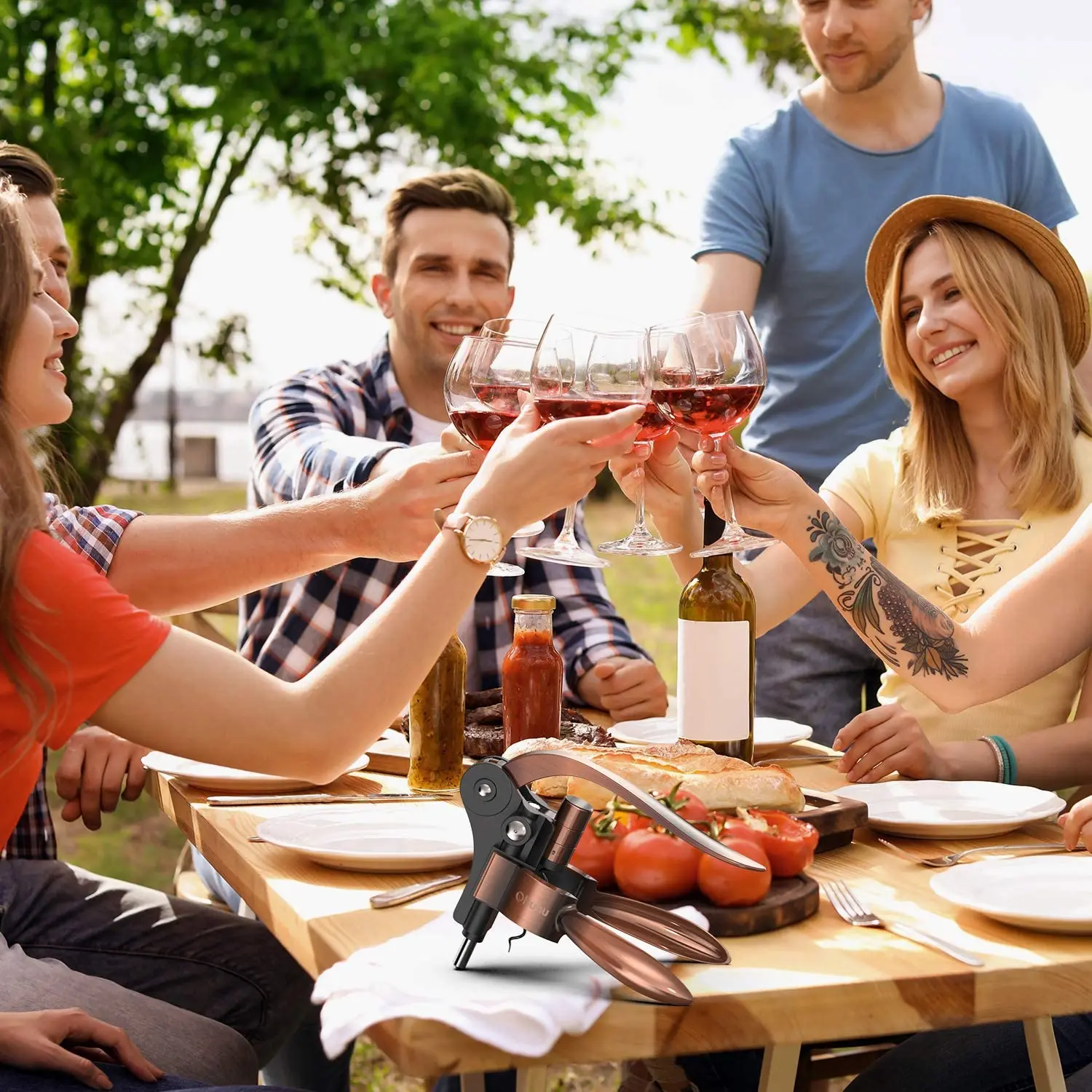 2022 Upgraded Including Foil Cutter Opener Stand and Extra Spiral Rabbit Shape Wine Opener Corkscrews Kit Set