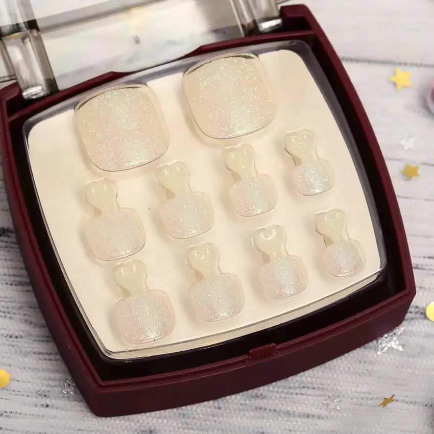 Multiple Design Natural Looking Best Fake Toenails White Press on Toenail