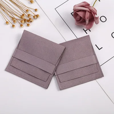 Custom Size Color and Logo Printed Small Envelope Flap Jewellery Package Pouch Microfiber Jewelry Bag