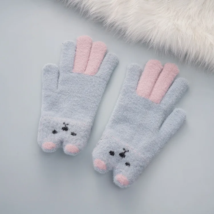 Knitted Colourful Winter Gloves High Elastic Cold Proof Lovely Student Gloves