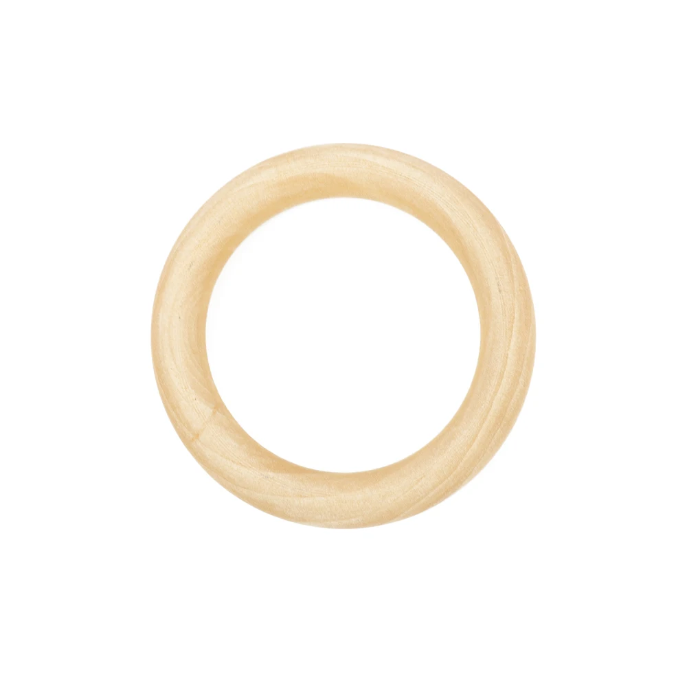 Unfinished Natural Solid Wood Rings Baby Teething Ring DIY Craft Wooden Rings