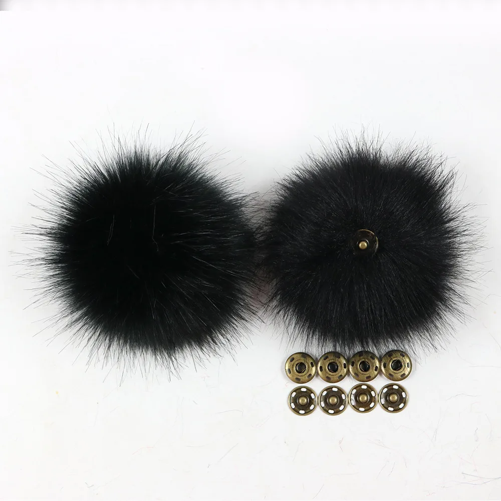 12cm Colorful Pompoms With Snaps New Winter Artificial Fur Poms For Knitted Beanies Cap Hats Accessory