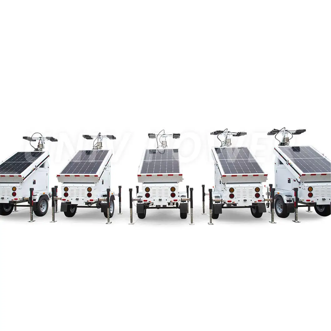 12m solar portable led light tower telescopic high mast light tower 600W Trailer Type Outdoor Events Solar Emergency Light Tower