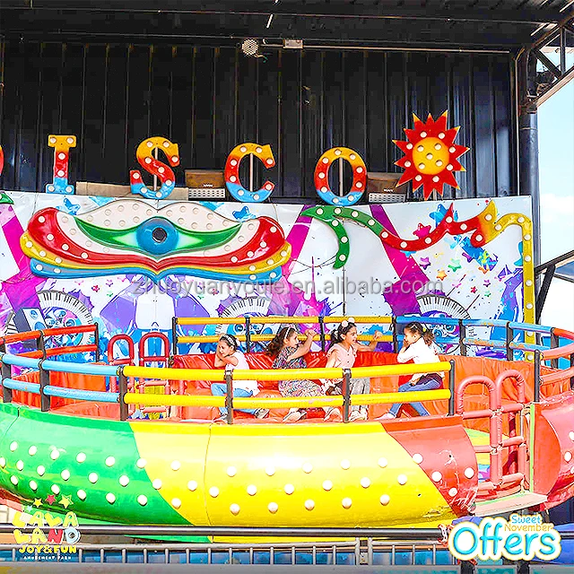 Funfair Amusement Theme Park Outdoor Trailer  Portable Crazy Dancing Turntable Disco Tagada Rides