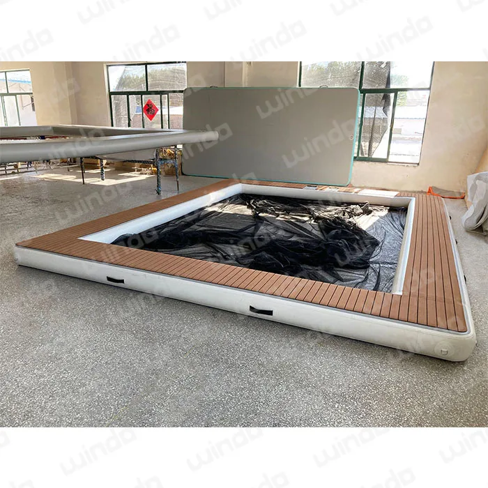 Teak Water Inflatable Ocean Party Pit Deck Sea Pool Floating Platform Island Swim Dock