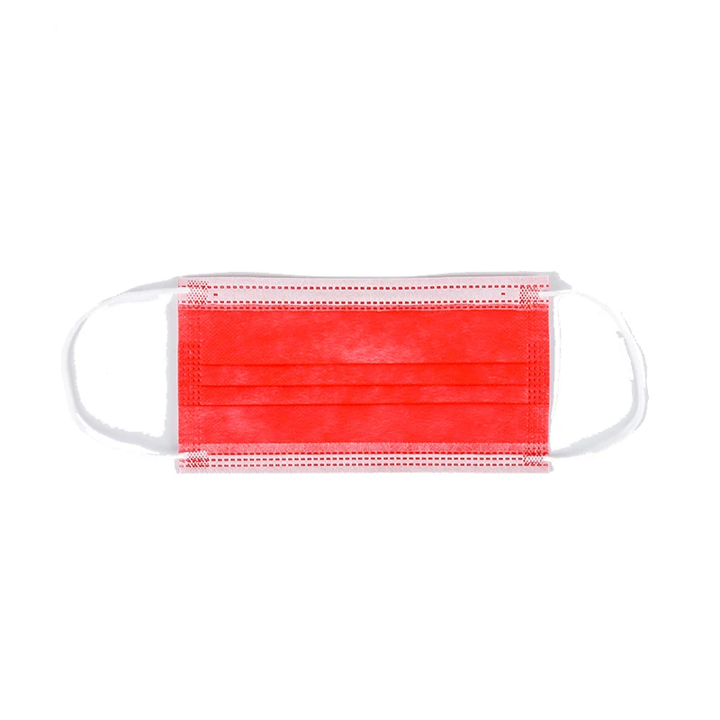3 layer disposable medical red face mask