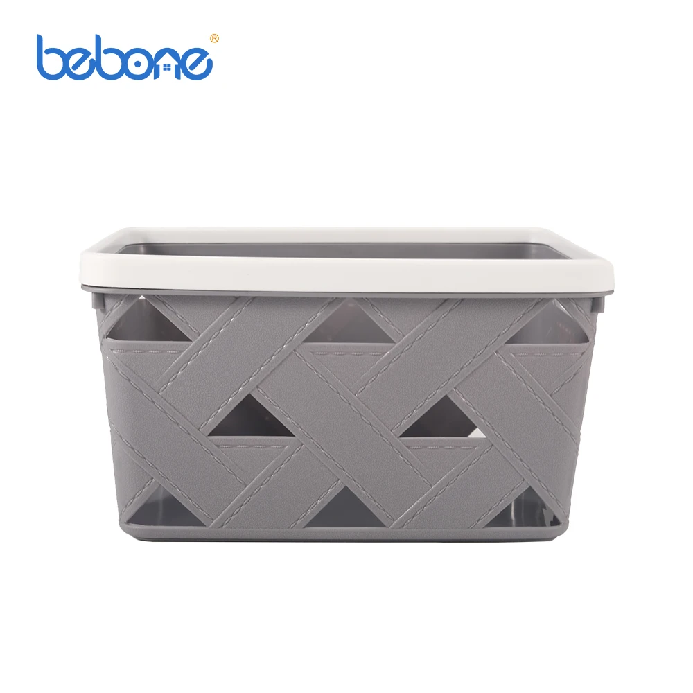 Leather-like feature rectangular ventilated Clothes Hamper plastic laundry basket