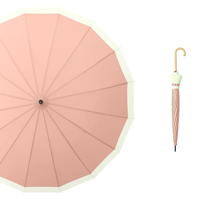 GQK Windproof Golf Umbrella Men Long Handle Big Outdoor Rain Umbrellas 16K Wooden Handle Umbrella Cheap and practical
