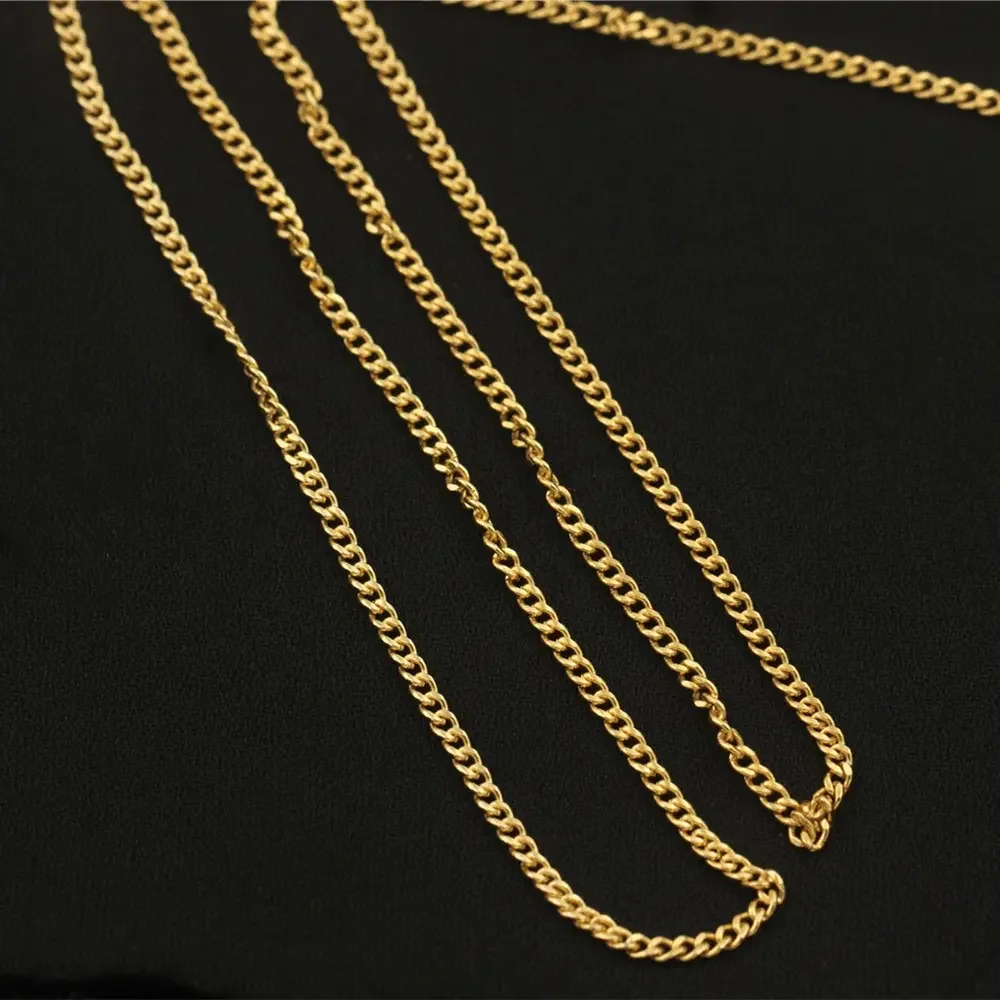 New  14K Gold Filled Bulk  Cuban Link Chain for women Jewelry Making Necklaces Bracelet Sterling Silver 925