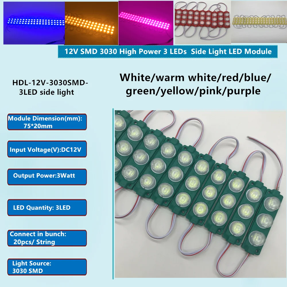 12 В SMD 3030 высокой мощности 3 светодиодов светодиодный модуль для рекламы световой короб