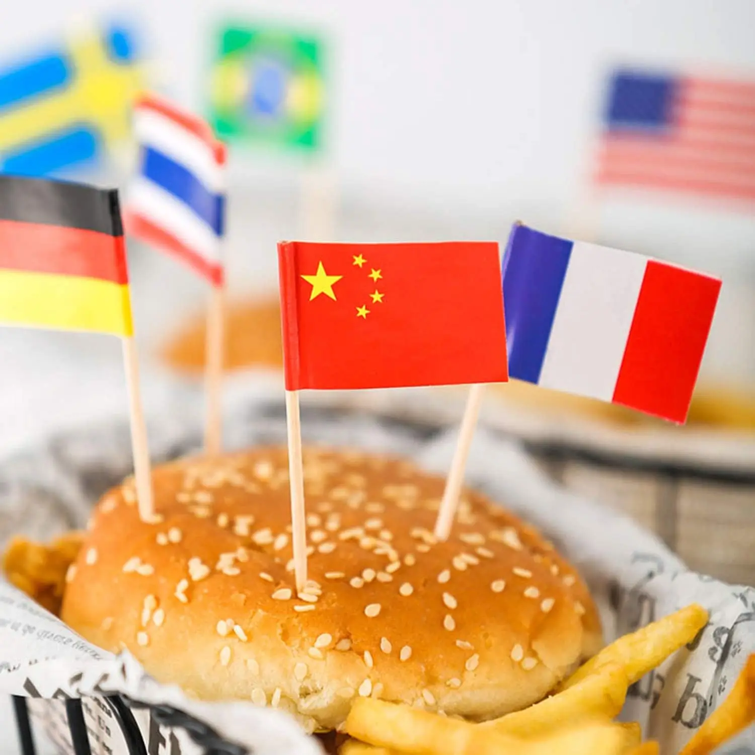 Mixed Flag Toothpick Flags Picks, 100/200 Pcs Small Tiny Mixed Cupcake Toppers Stick Flags