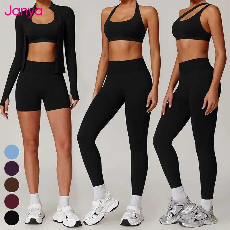 New Sportswear Seamless Knitted Workout Clothing Scrunch Butt Lift Sports Leggings 2 Piece Set Gym Fitness Yoga Sets For Women