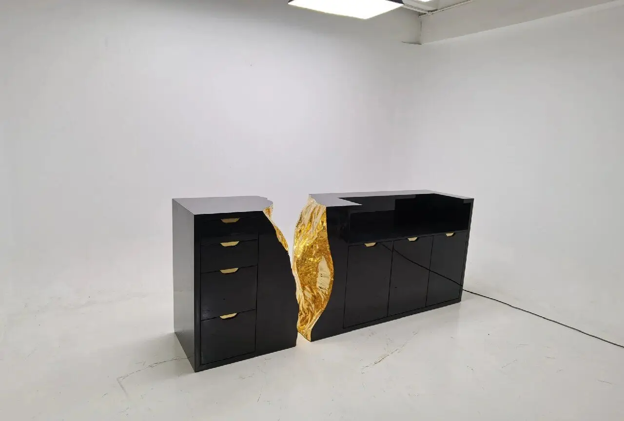 Italian light luxury side cabinet split type designer modern metal personality large capacity storage cabinet