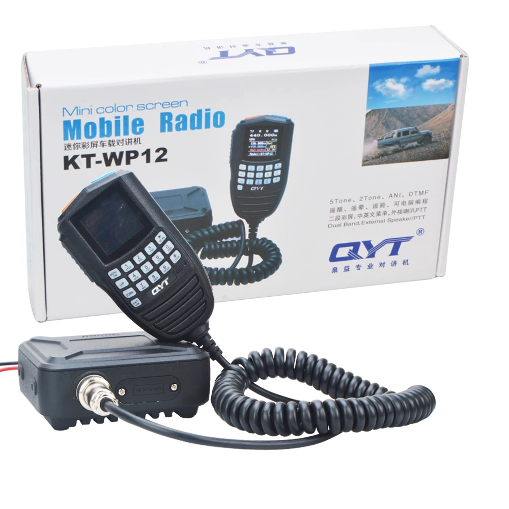 Walkie Talkie QTY KT-WP12 VHF 25W UHF20W Dual Band VOX Scrambler Hand Microphone Control ham Mobile Radio with Programming Cable