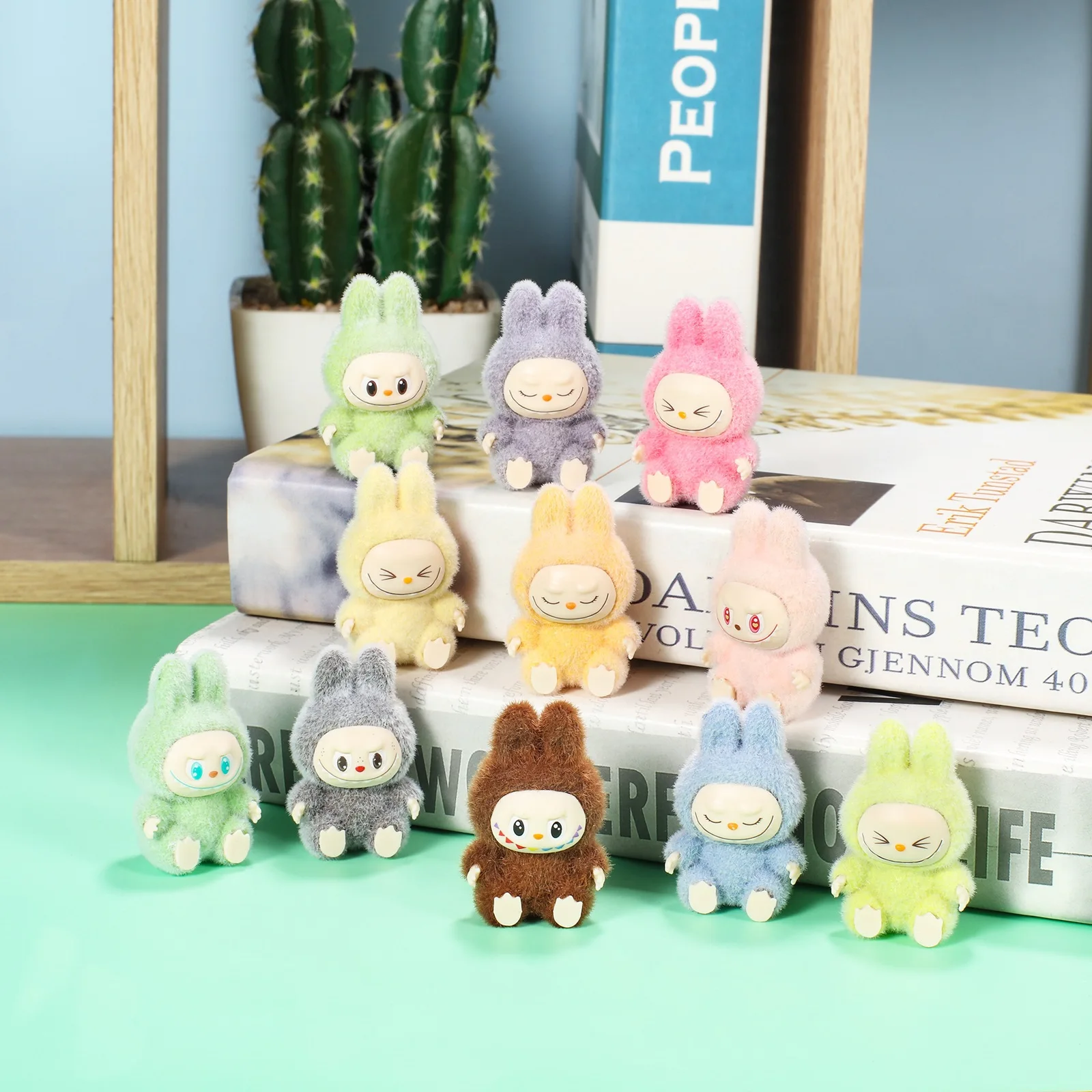 Bubble Mart Labubu Second Generation Mini Pendant Cute Grain Tide Play Blind Box Cotton Flocking Sitting Animal Stuffed Toys