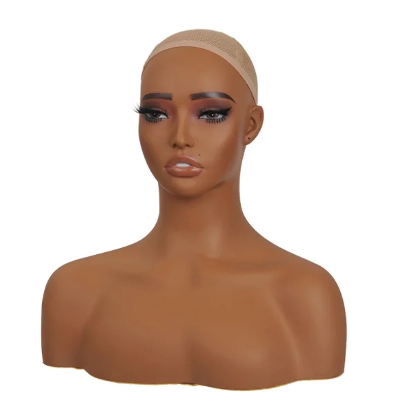 Fashionable Low Price Female Mannequin Head With Shoulders Realistic Mannequin Head Bust pvc Head Mannequin for Wig Display