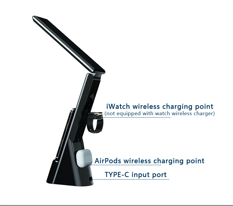 FOCUS New Style Office Corporate Gift Lamp with Wireless Charging Custom Logo Desktop LED Lamp Phone Charger Promotional Gift