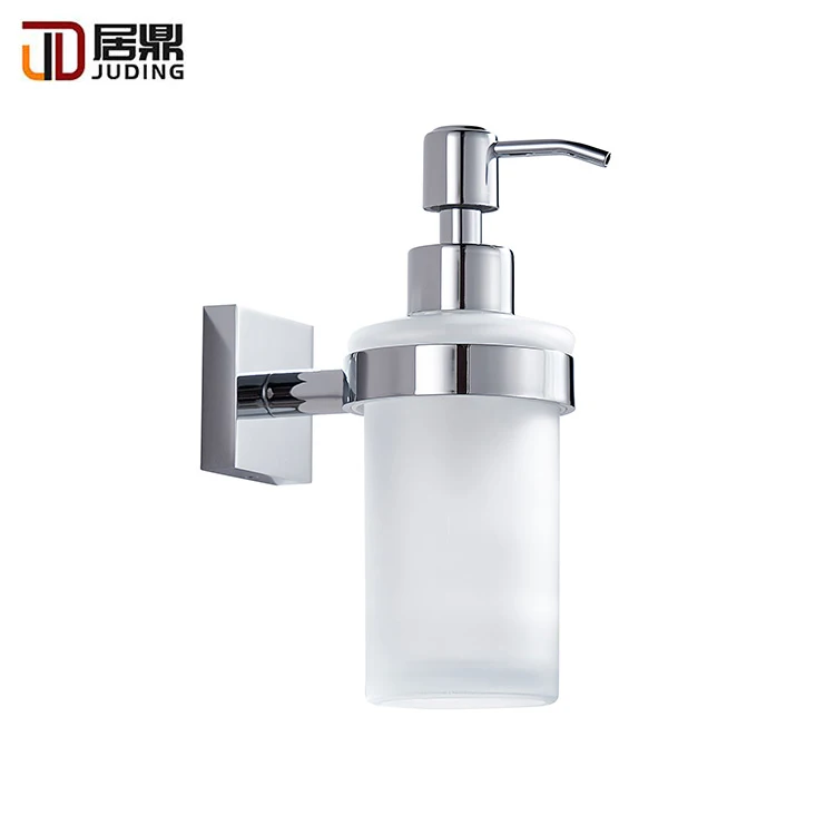 Wholesale Bathroom Liquid Soap Dispenser Glass Bottle Wall Mounted Brass Luxury Shampoo Bottle Holder