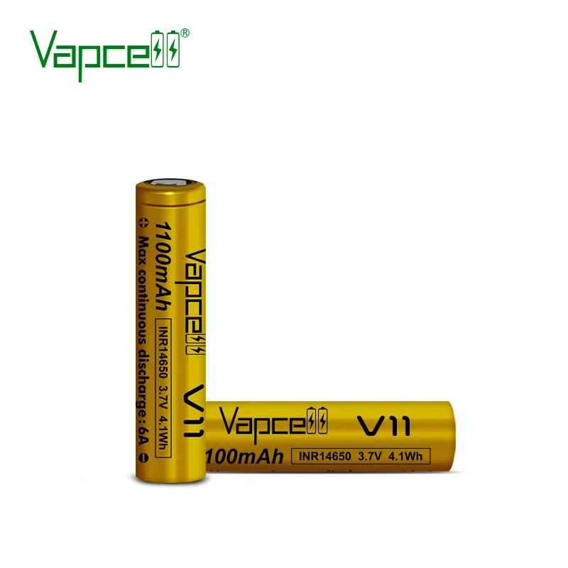 Vapcell original ICR14650 1100mah 6A li ion battery flat / button top 14650 Rechargeable Batteries For Flashlight