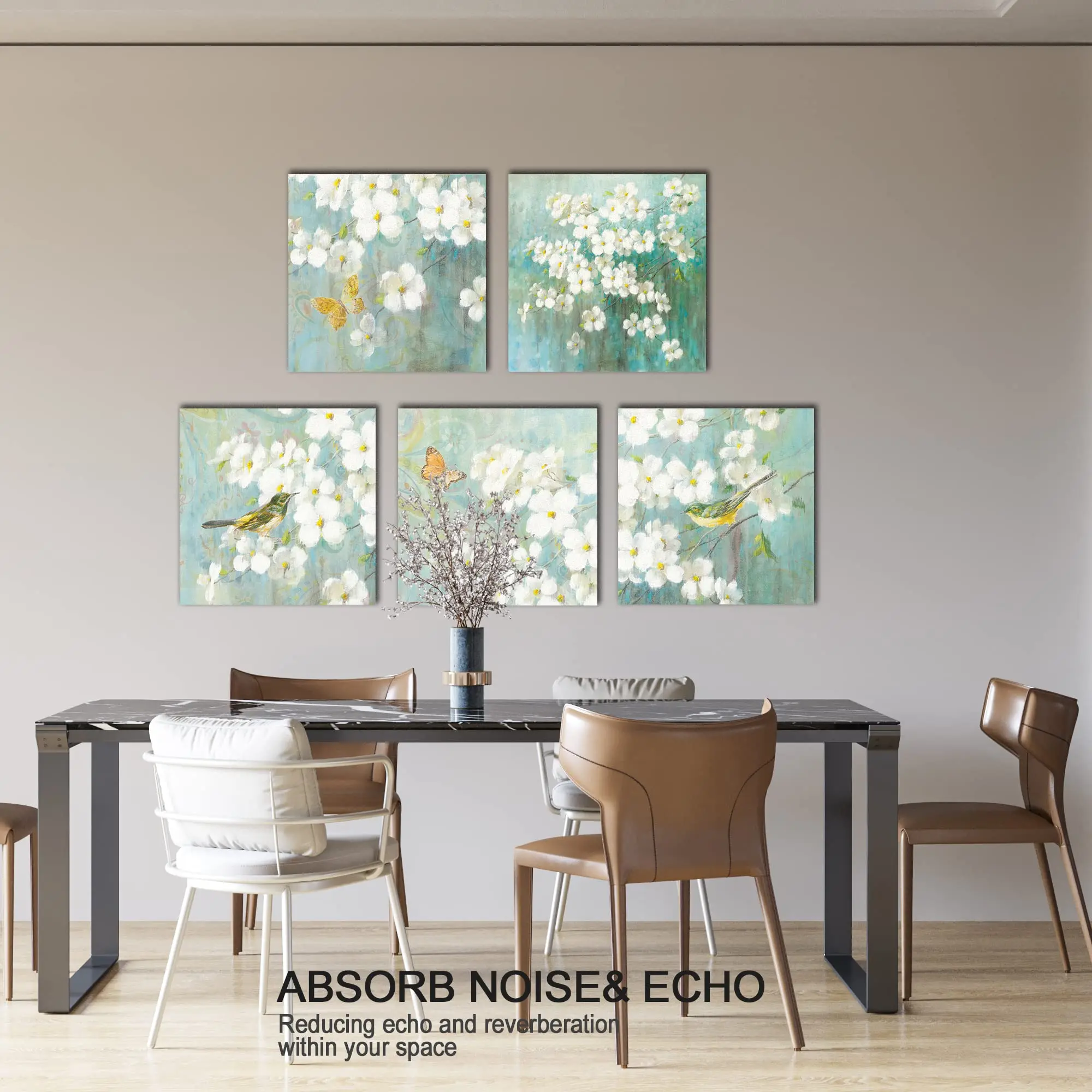 Pet acoustic panel Various Color Painting Panel High Density Noise Absorbing Art Acoustic Panel For Reading Room