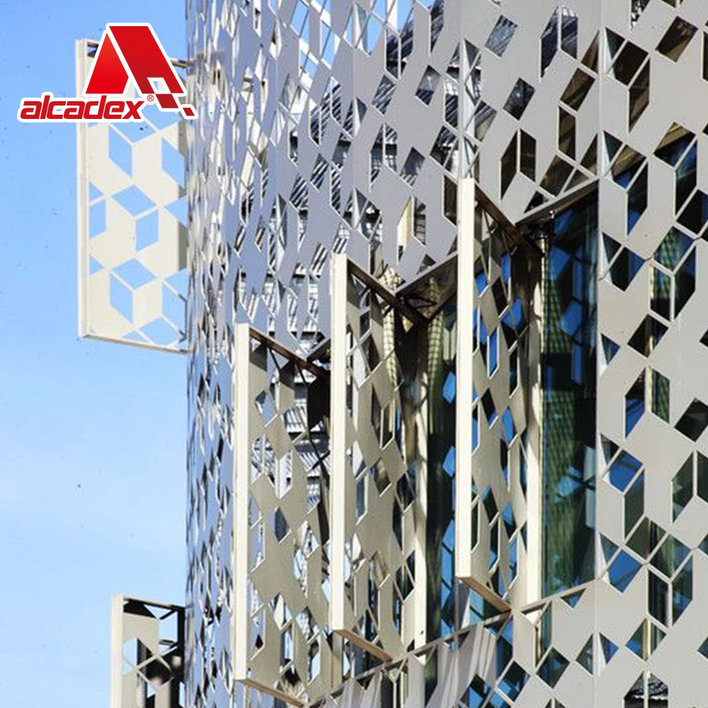3D Aluminium Facade supplier column Cladding Panel Outdoor metal Wall solid aluminum exterior perforated decorative panel