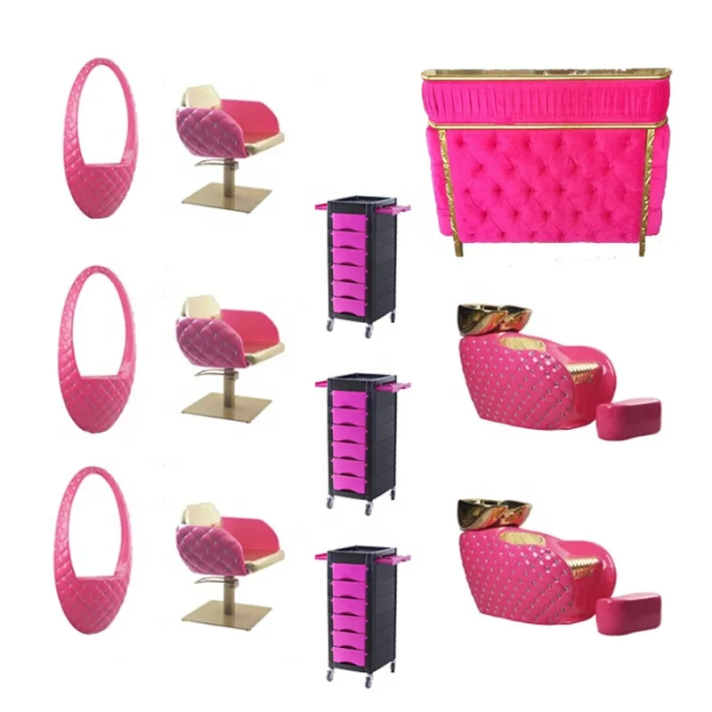 Barber shop equipment package hair styling mirror station shampoo chair hydraulic pump chair beauty salon package QZ-B715A