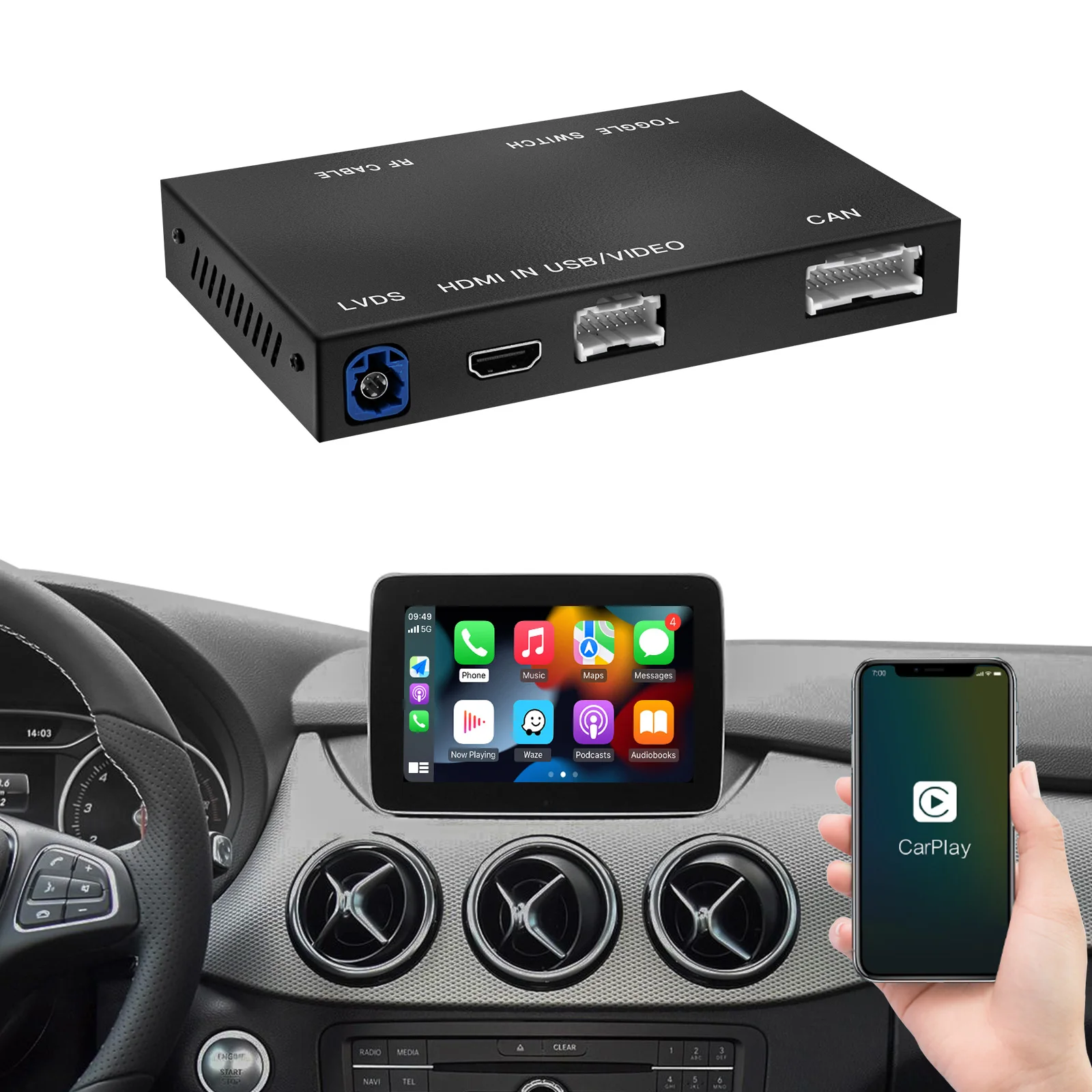 CARABC Wireless CarPlay Android Auto Fits For Mercedes A B C E S SL CLA CLS GLA GLK SLK ML Sprinter NTG4.5 NTG5.0 W204 W176