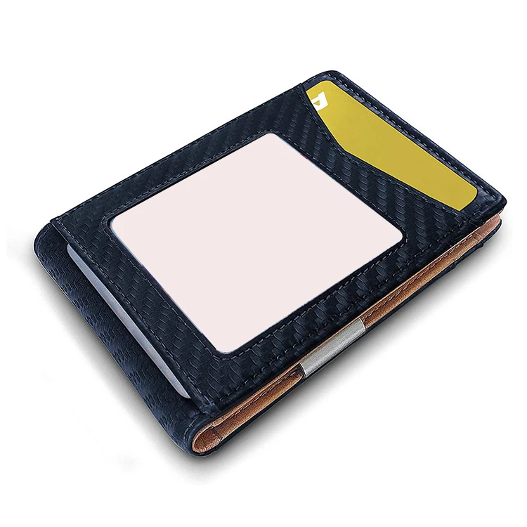 Индивидуальный мужской тонкий кошелек с зажимом для денег RFID-блокировка двойной держатель кредитных карт мужчин подарочной коробкой