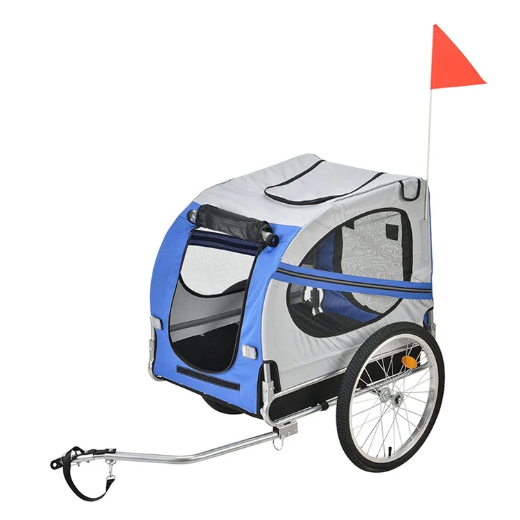 Bike Pet Trailer  For Small and Large Dogs, Folding Frame Carrier, Quick Release Wheels, Universal Bicycle Coupler, Adjustable