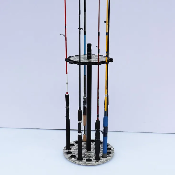 New Arrive 15 Rod Small Disc Rack Detachable Wooden Stable Fishing Rod Display Rack For Receive The Rods