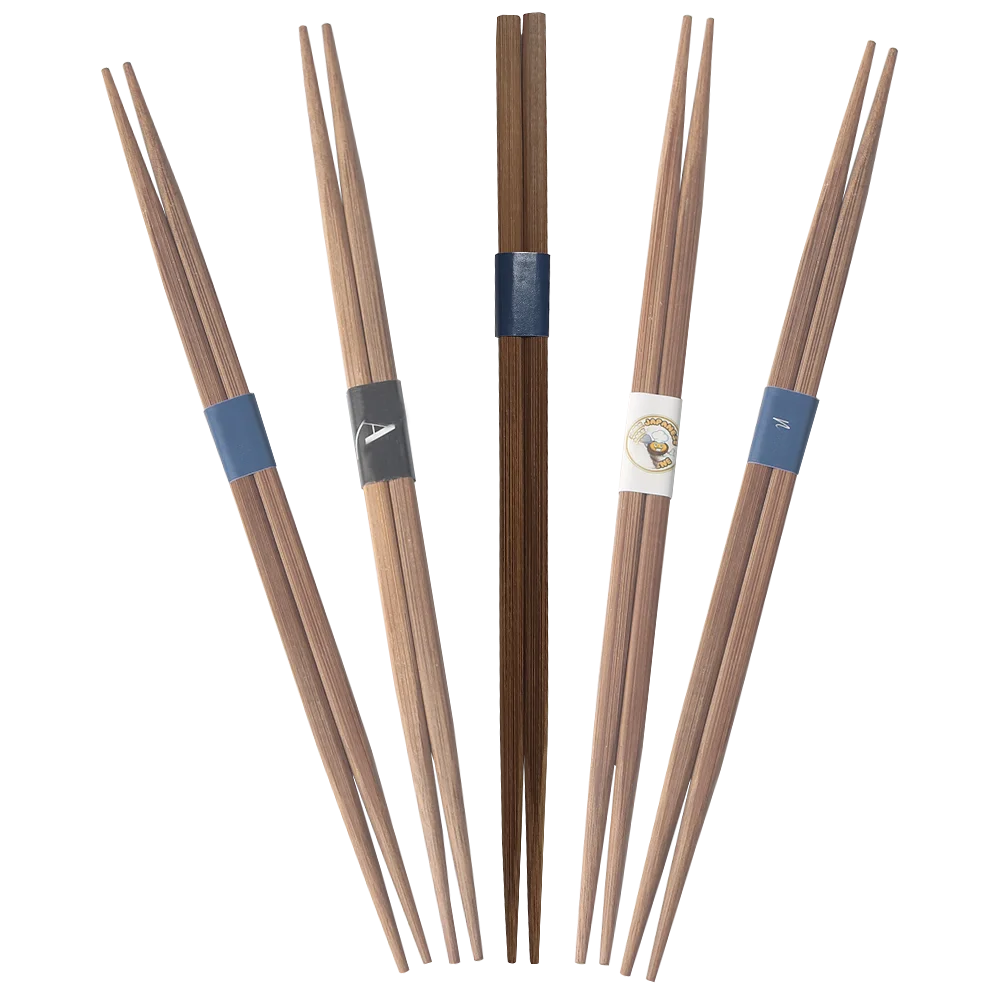 wholesale basic supplies one pointed slim rikyu Japanese Sushi bamboo disposable chopstick dark brown carbonized custom print