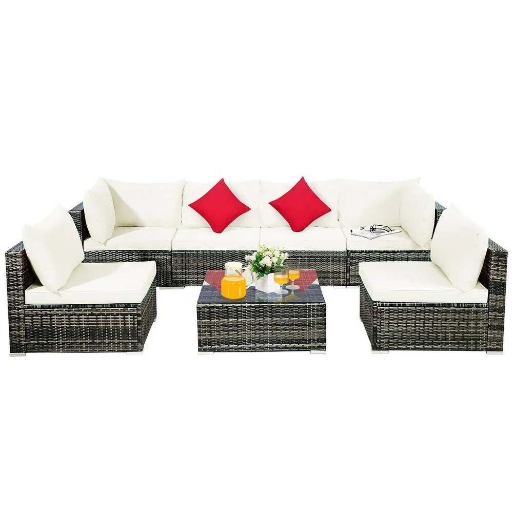 Outdoor Furniture All Weather Garden Rattan Furniture Wicker Outdoor Rattan Sofa Sectional Patio Corner Sofa Set
