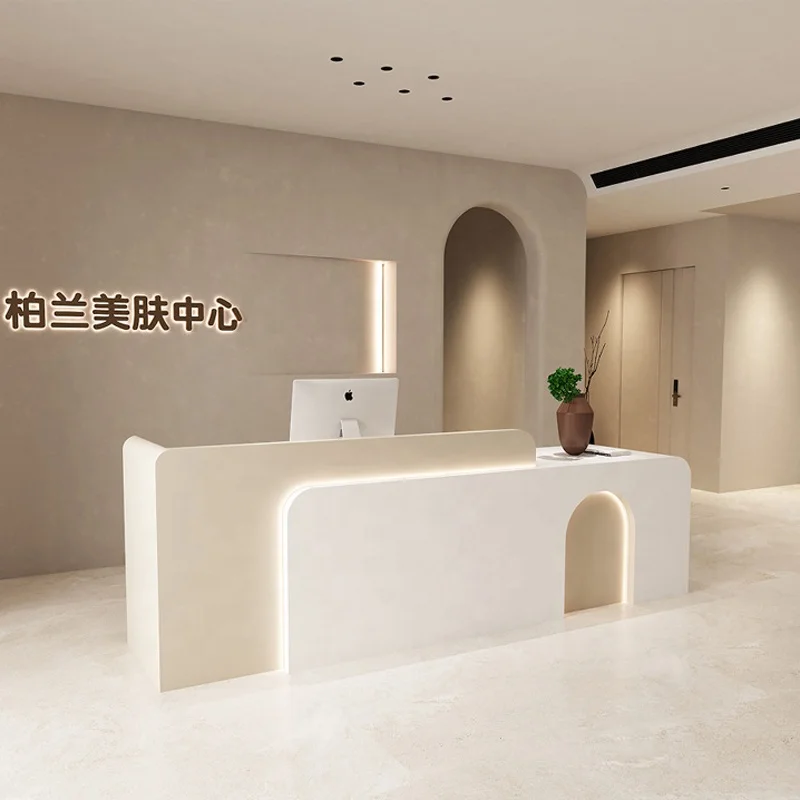 Company Front Guild House Welcome Desk Conference Room Computer Console Table Work Station Led Reception Desks