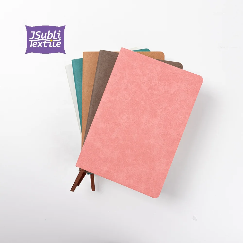 Jsubli Textile Custom Logo Heat Press Transfer Printing Blanks A5 Cover School Note Book Pu Leather Sublimation Journal Notebook
