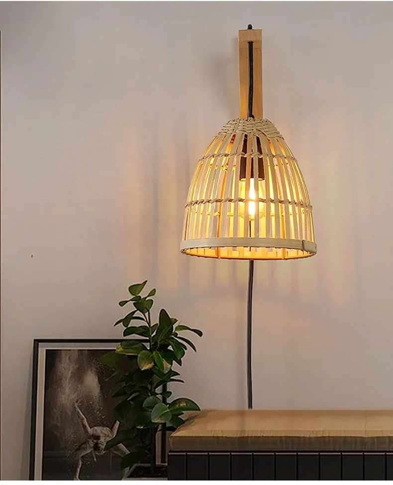 Cheap price indoor lighting customized hotel restaurant bedside bamboo lamp chandelier wall suspension pendant light