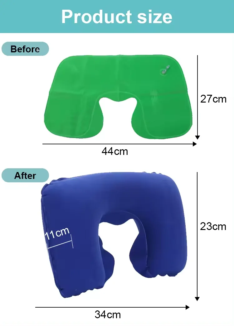 U-shaped Inflatable Travel Pillow Car Plane Flight Neck Head Support Cushion