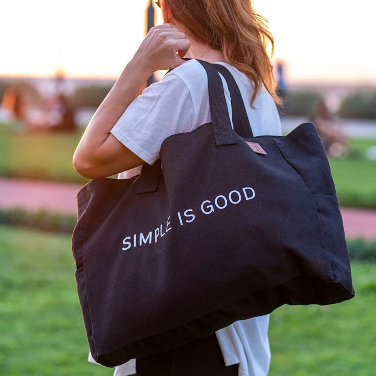 logo customization black shopper Big tote bag cotton Shopping Oversized canvas bag supermarket tote