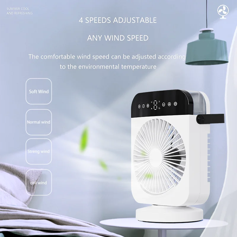 Portable Air Cooler Personal Mini Air Conditioner Space Cooler Table Fan 3 in 1 Desktop Evaporative Cooler Humidifier for Home O