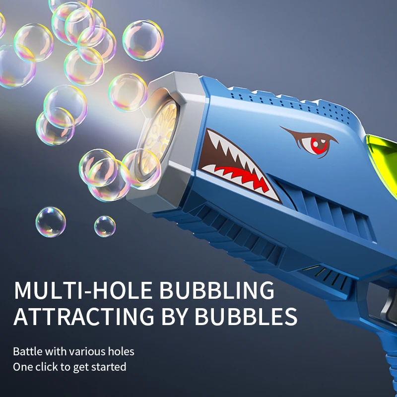 HW Boys Summer Outdoor Shooting Games Electric Shark Automatic Bubble Machine Water Gun Kids Toy Set