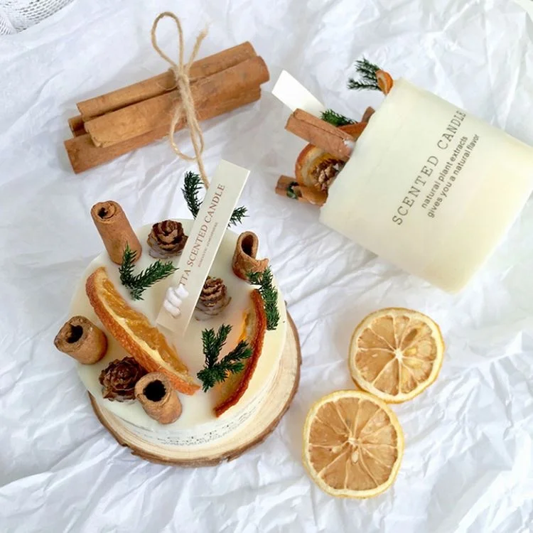SS25Handmade Cinnamon Dried Flower Scented Candle Soothe the Nerves and Sleep Aid Fragrance Birthday Wedding Companion Hand Gift