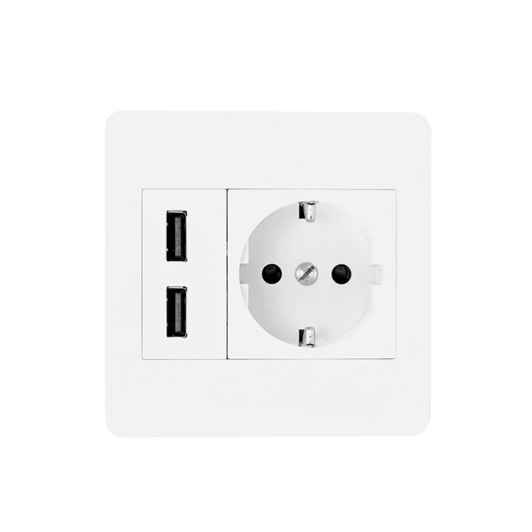 
EU Usb Wall Socket High Quality 220V TUV Approved 2.1A Universal Type Standard Grounding 5000 Times Life Time 12 Months 16A,16A High quality 220V TUV approved 2.1A EU usb wall socket